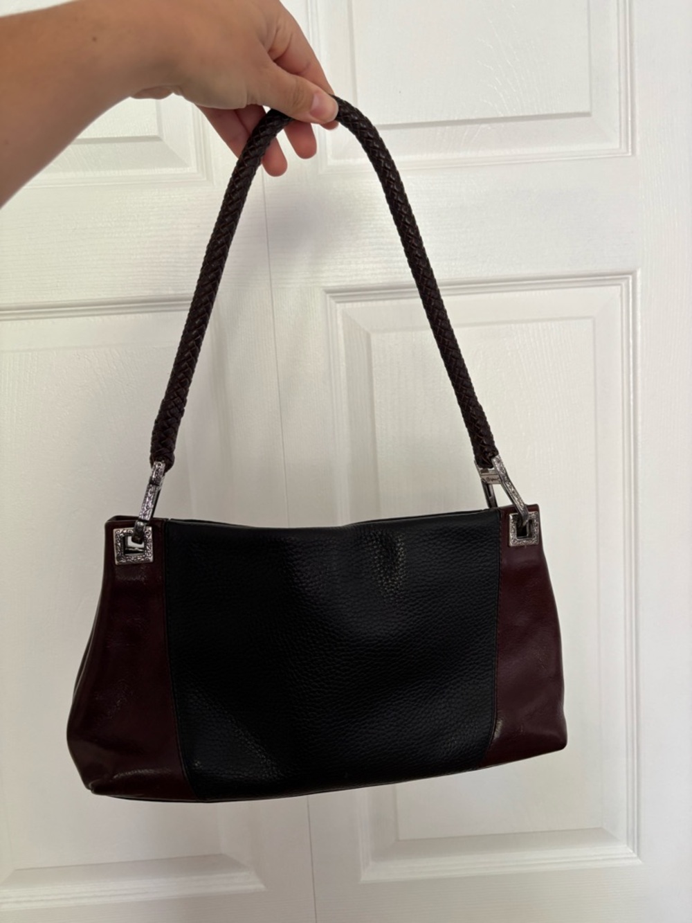 Brighton Two-Tone Shoulder Bag in Black and Burgundy